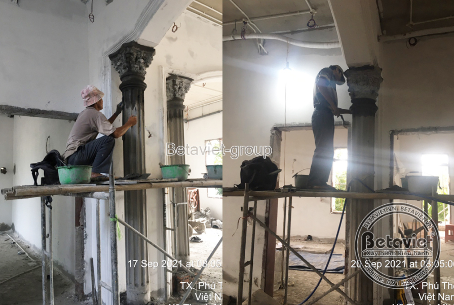 Thi công biệt thự 3 tầng tân cổ điển TC21006, giai đoạn thi công phần thô – chi tiết hoàn thiện (3)
