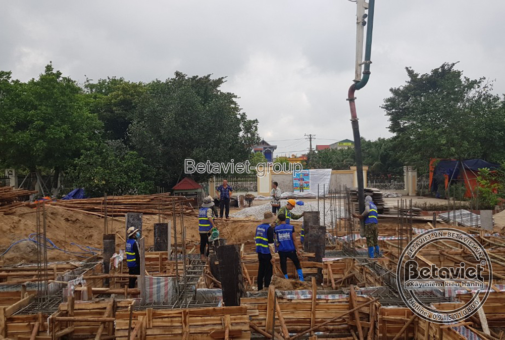 Phần thô Thi công xây nhà biệt thự 2 tầng tân cổ điển 274m2 tại Thái Bình – TC21038