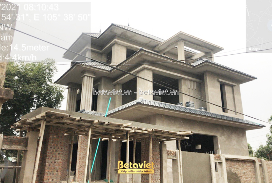 Thi công biệt thự 3 tầng hiện đại TC21062, giai đoạn thi công phần thô – mặt ngoài công trình