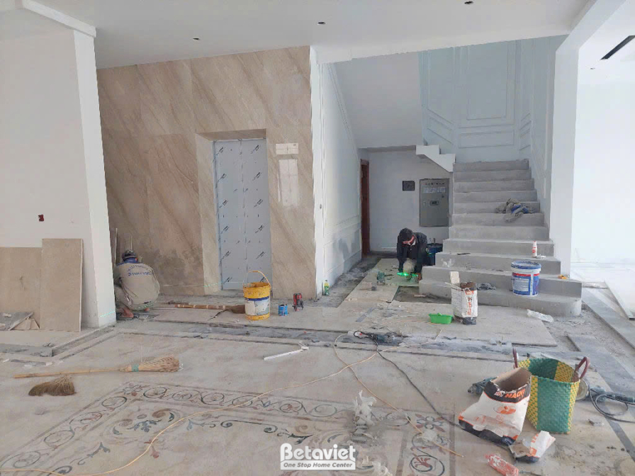 Thi công biệt thự 3 tầng tân cổ điển TC23101, giai đoạn thi công nội thất – phòng khách (7)