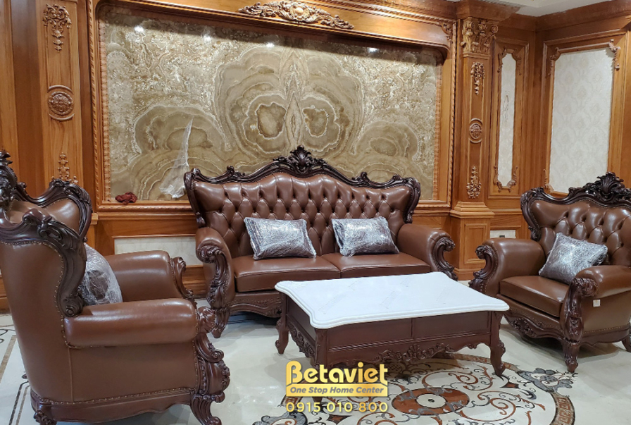 Thi công biệt thự 3 tầng tân cổ điển TC22598, giai đoạn lắp đặt hoàn thiện – phòng khách