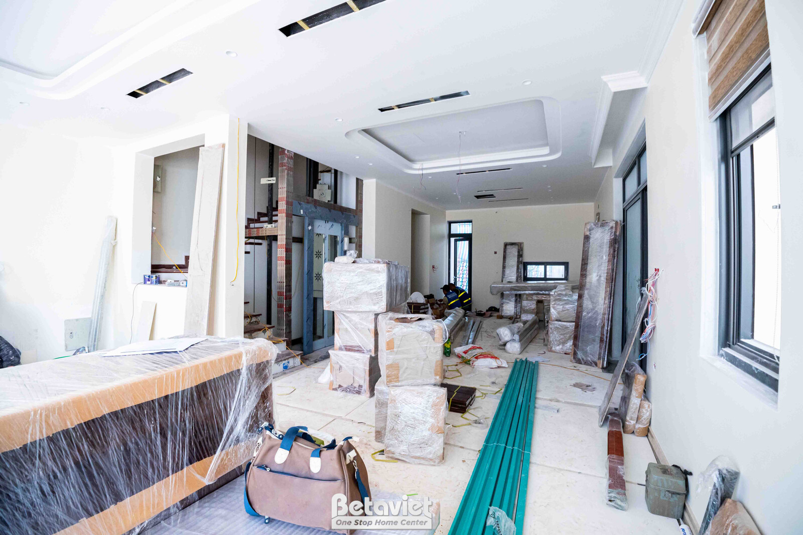 Thi công biệt thự 3 tầng TC23093, giai đoạn thi công nội thất – phòng khách