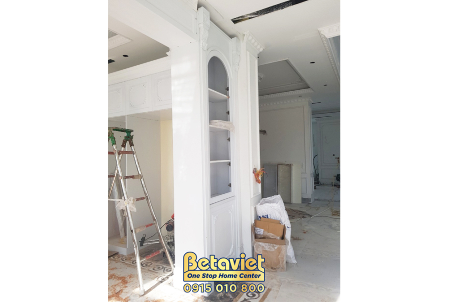 Thi công biệt thự 3 tầng tân cổ điển TC21093, giai đoạn lắp đặt hoàn thiện – chi tiết hoàn thiện