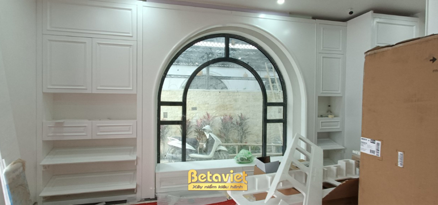 Thi công biệt thự TC21352, giai đoạn lắp đặt hoàn thiện – phòng khách