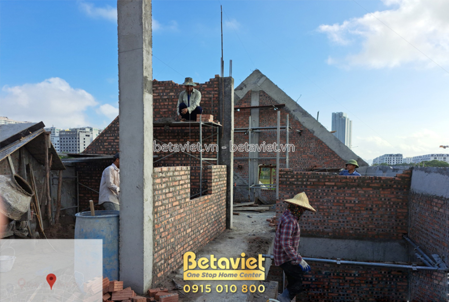 Thi công biệt thự 2 tầng TC22056, giai đoạn thi công phần thô – mặt ngoài công trình (13)