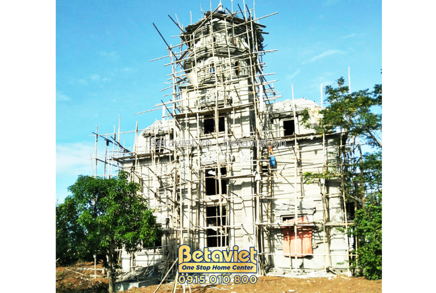 Thi công lâu đài 2 tầng cổ điển TC21083, giai đoạn thi công phần thô – ảnh thi công thực tế