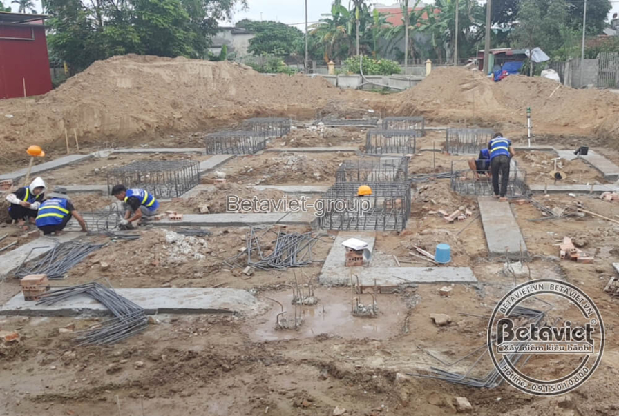 Thi công biệt thự 2 tầng tân cổ điển TC21038, giai đoạn thi công phần thô – kết cấu phần thô