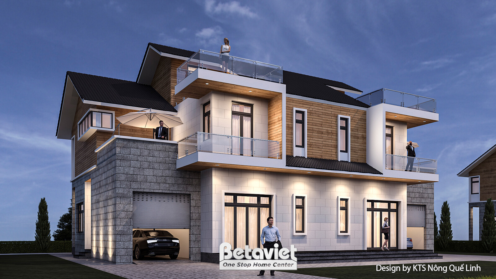 Biệt thự 2 tầng hiện đại KT24505 – phối cảnh mặt tiền