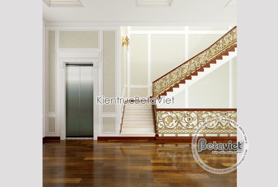 Nội thất cầu thang biệt thự tân cổ điển NT18063 – góc nhìn tổng thể