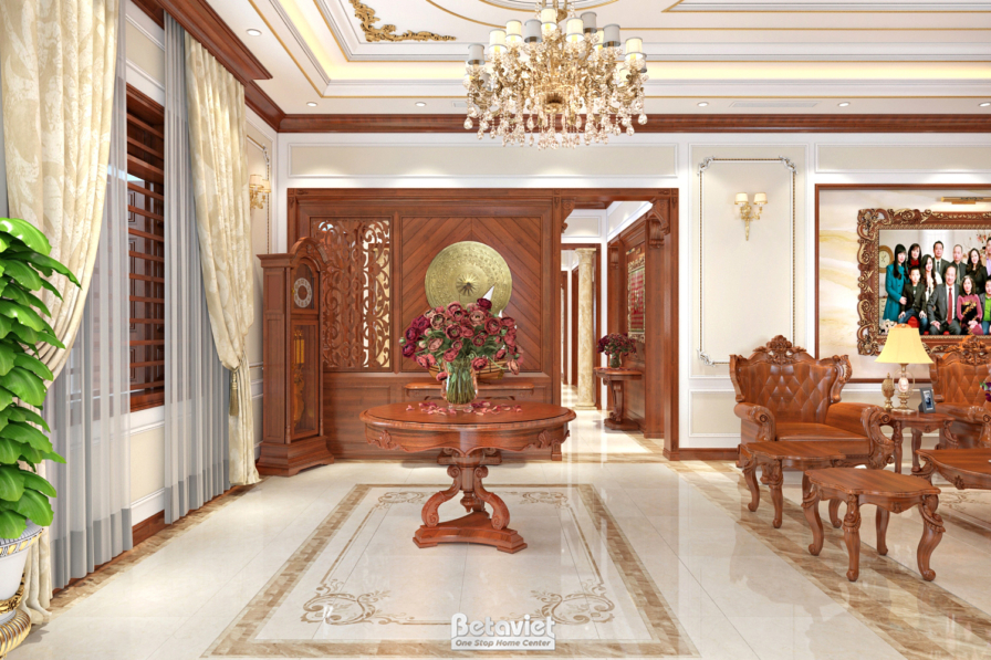Thiết kế đại sảnh biệt thự tân cổ điển NT18102