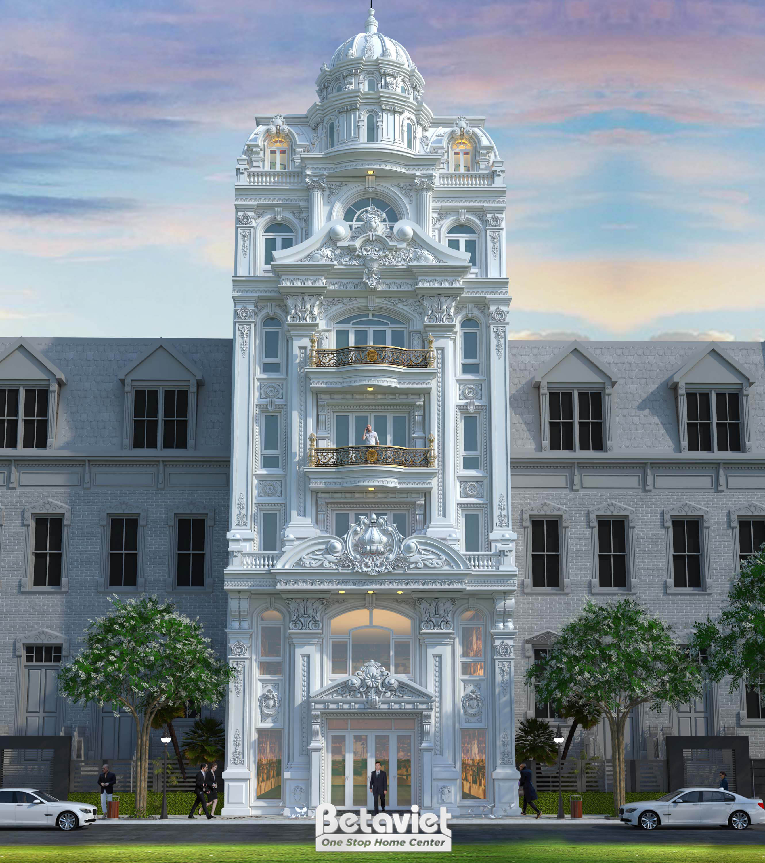 Thiết kế nhà biệt thự cổ điển 5 tầng 1340m2 tại Thanh Hóa KT20018