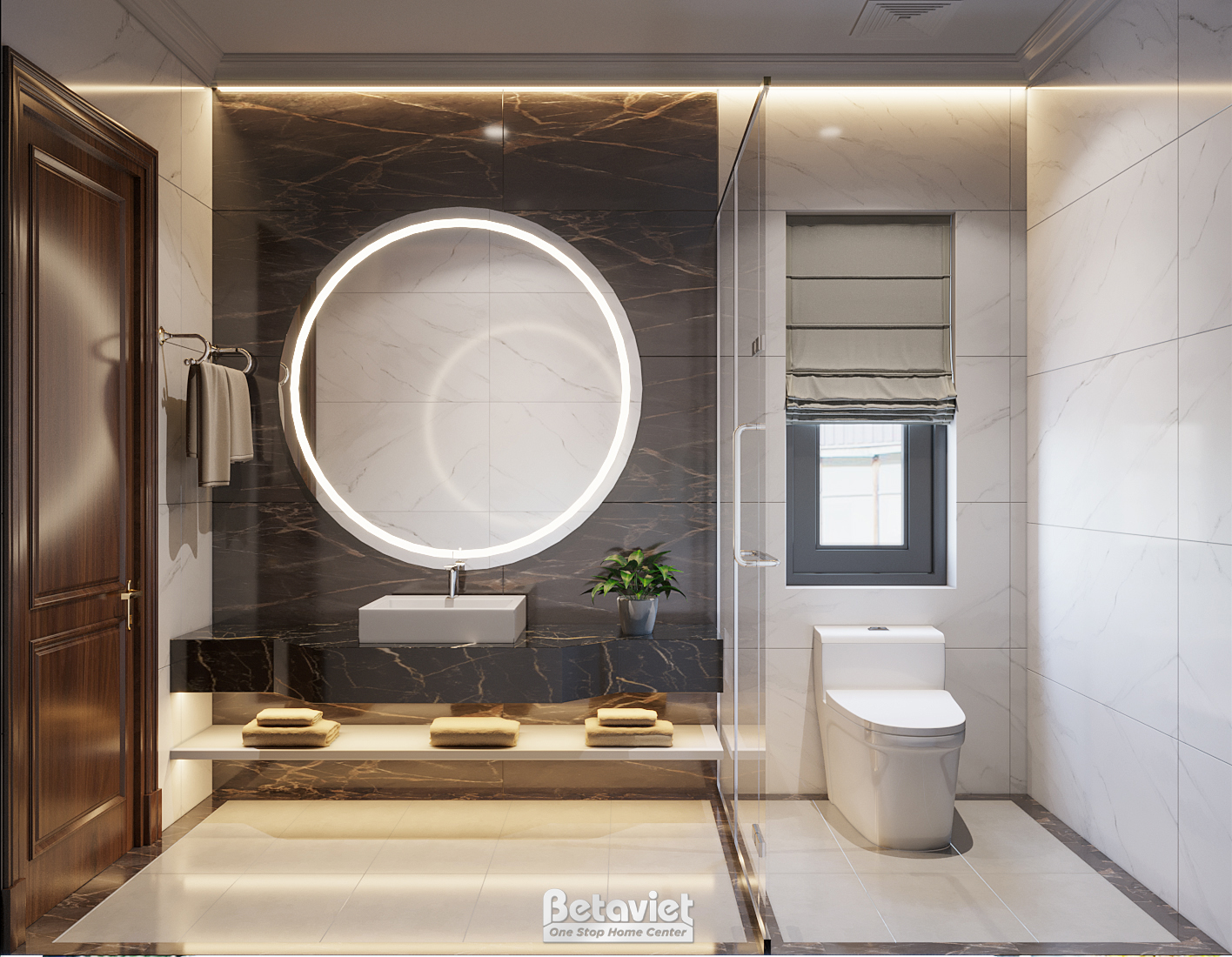 Thiết kế nội thất phòng tắm biệt thự hiện đại NT21091