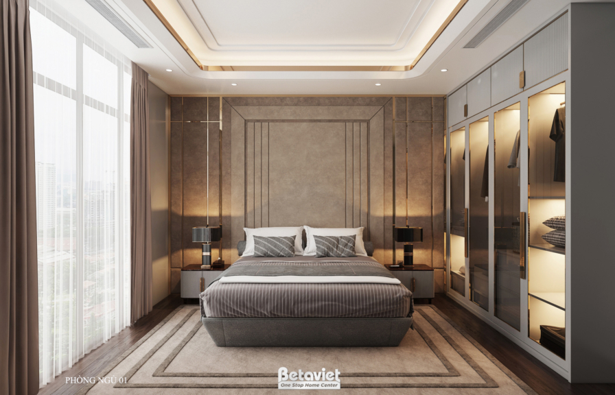 Thiết kế nội thất biệt thự phòng ngủ hiện đại NT22052