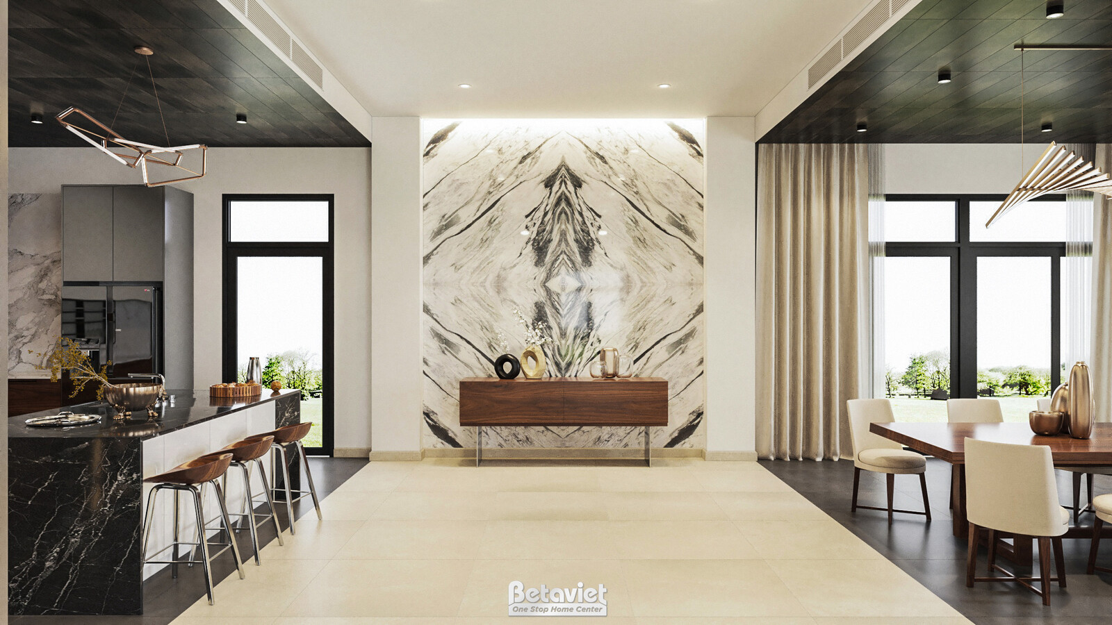 Nội thất phòng ăn biệt thự hiện đại luxury KT20044 – góc nhìn 3