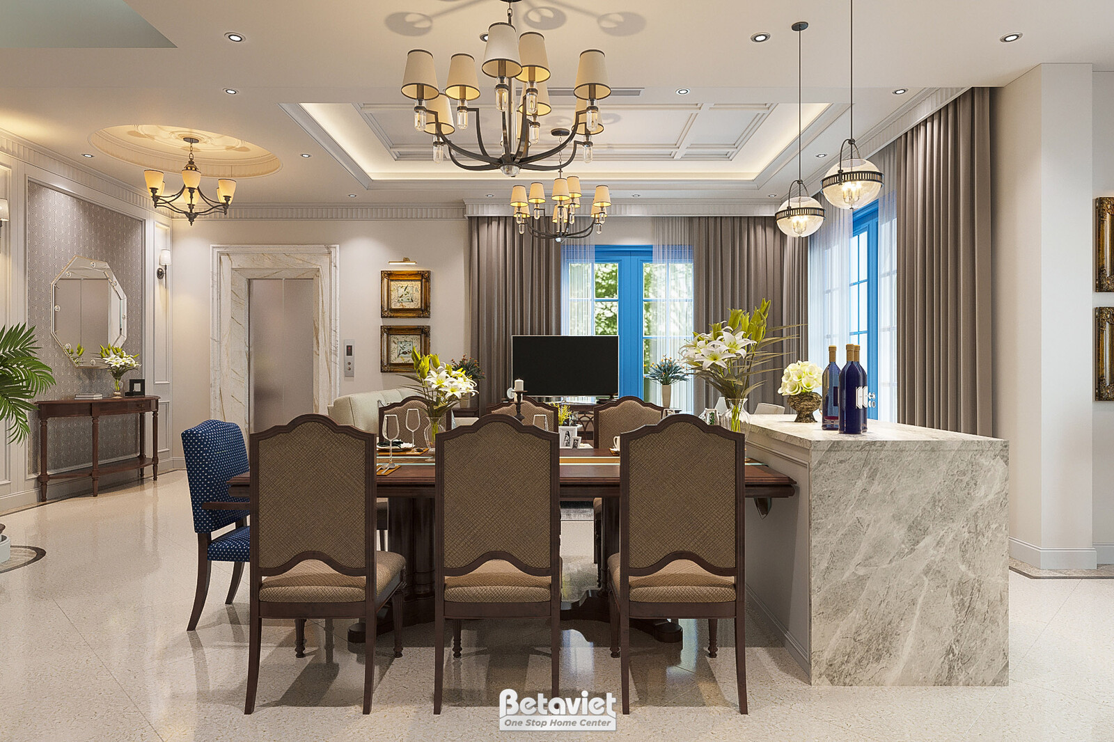 Nội thất phòng ăn biệt thự hiện đại NT21192 – góc nhìn 3