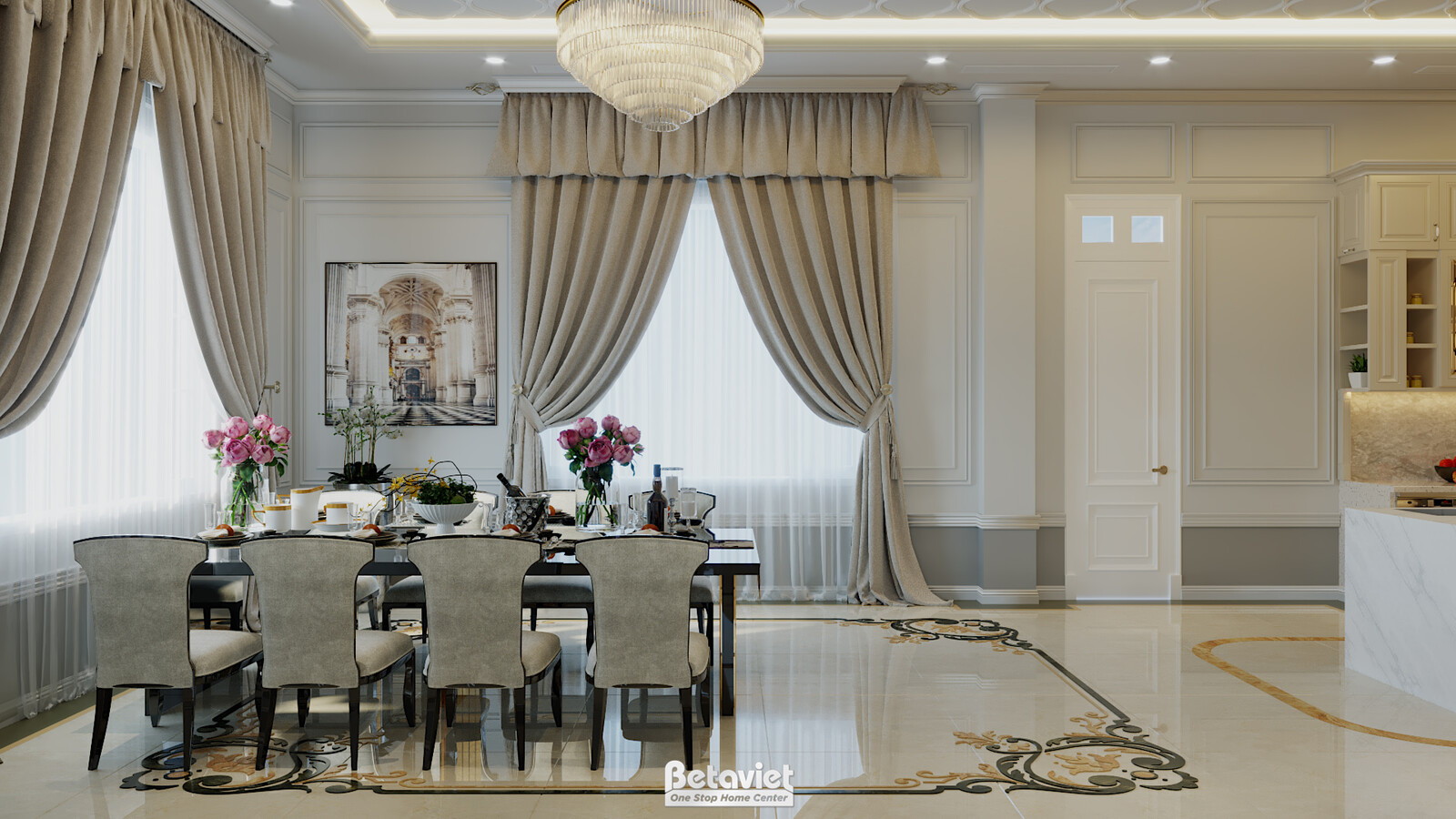 Nội thất phòng ăn biệt thự hiện đại NT20114 – góc nhìn 2