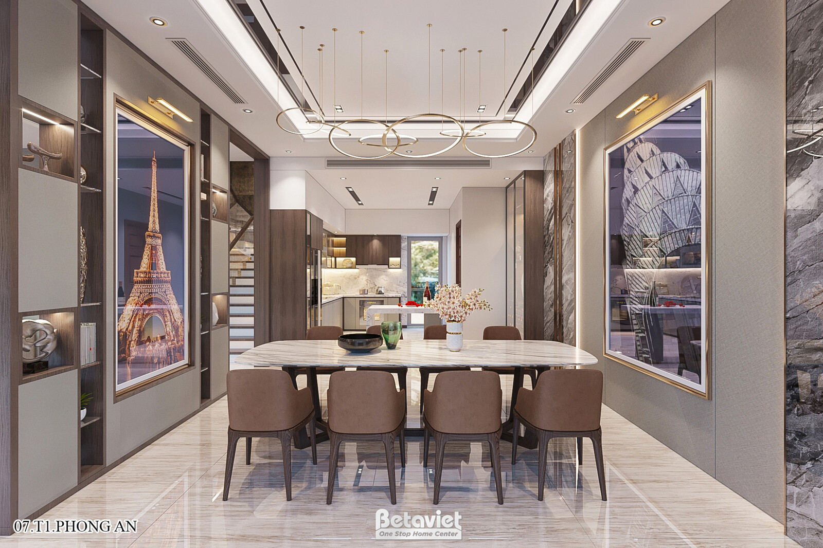 Nội thất phòng ăn biệt thự hiện đại KT21144 – góc nhìn 2