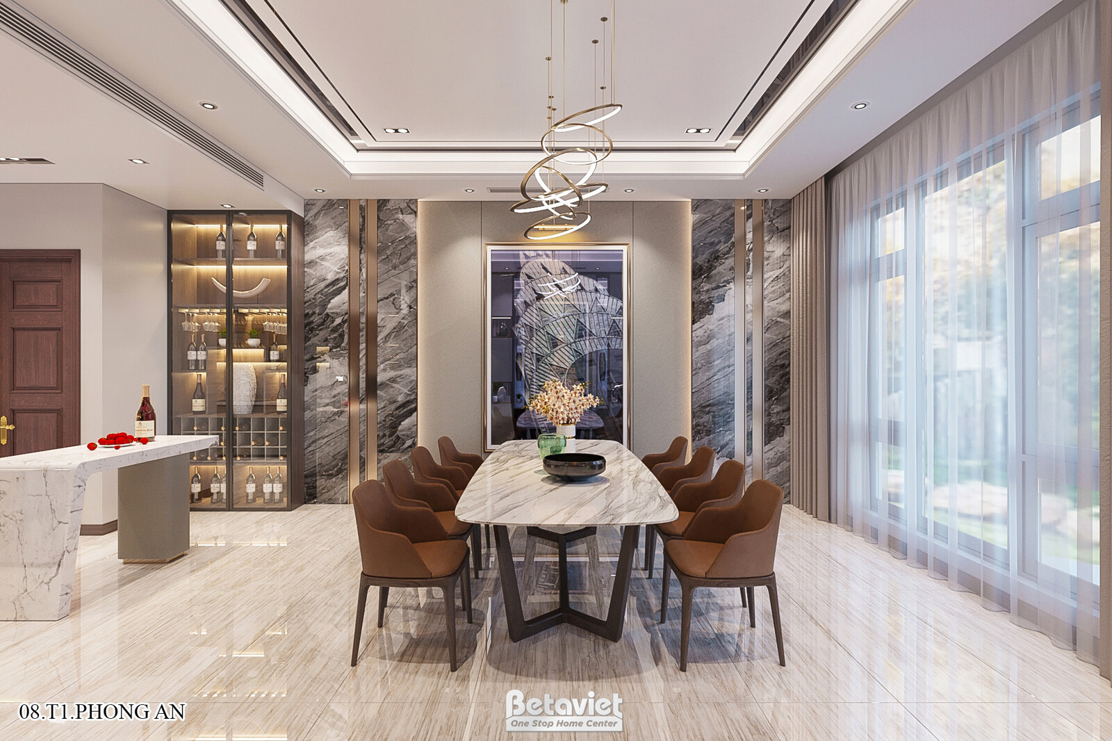 Nội thất phòng ăn biệt thự hiện đại KT21144 – góc nhìn 3