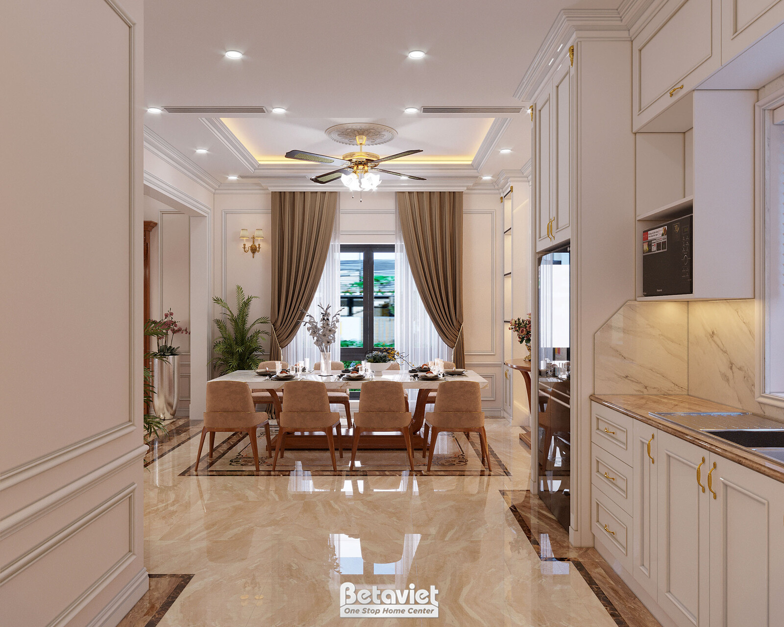 Nội thất phòng ăn biệt thự tân cổ điển NT21078 – góc nhìn 4