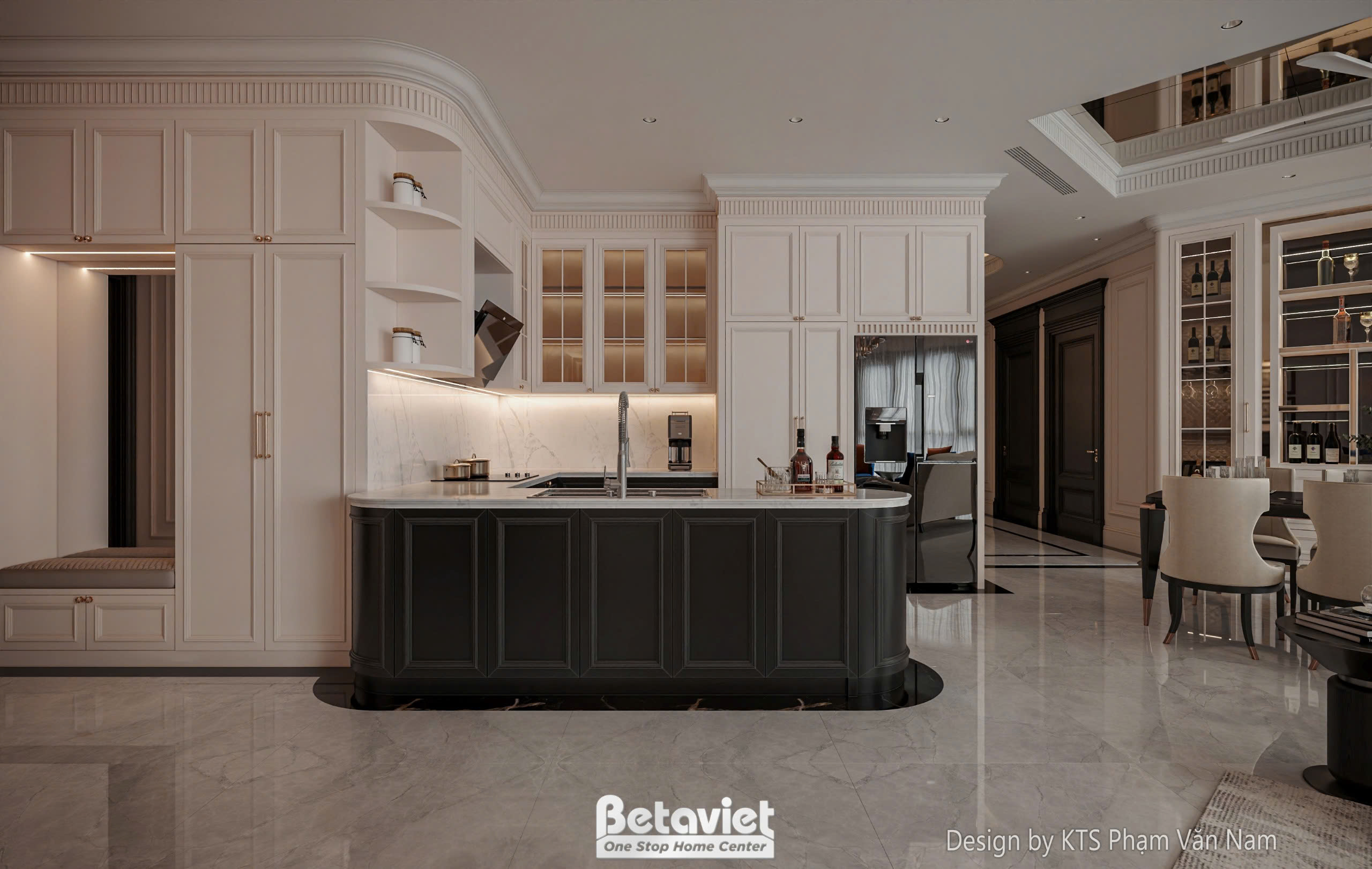 Thiết kế nội thất phòng bếp hiện đại KĐT Royal City NT5003937B