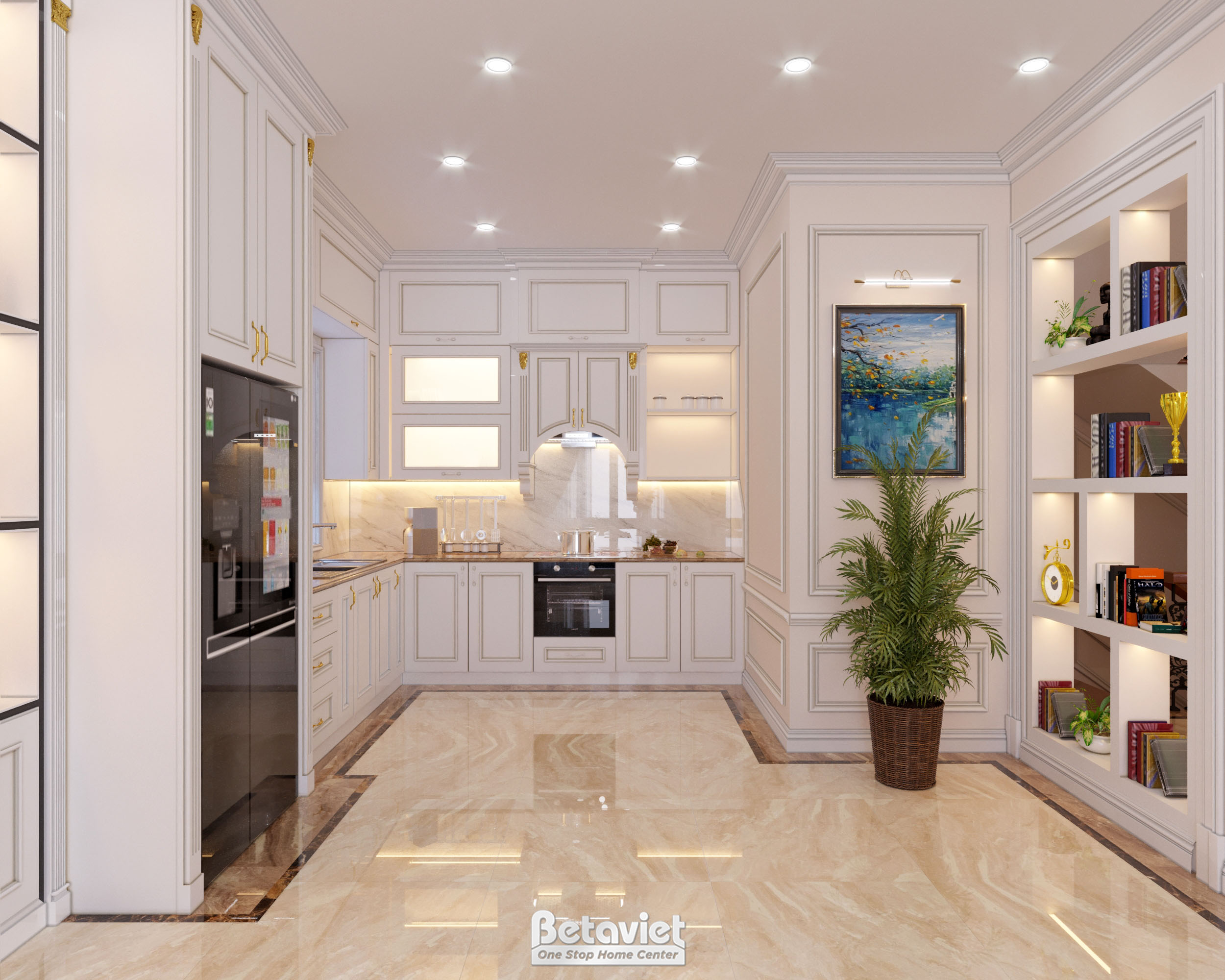 Thiết kế nội thất phòng bếp tân cổ điển biệt thự NT21078