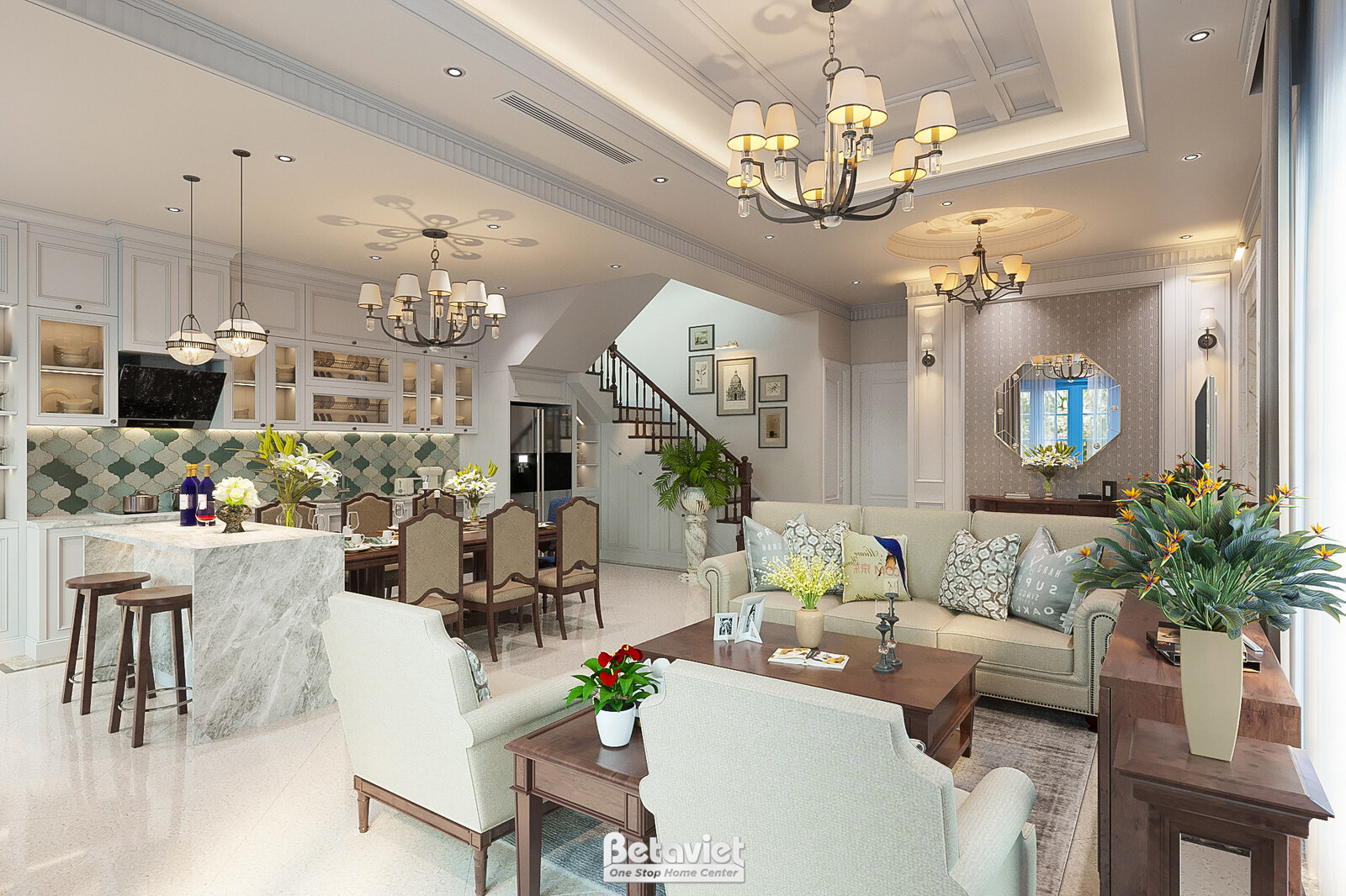 Nội thất phòng khách biệt thự hiện đại NT21192 – góc nhìn 4