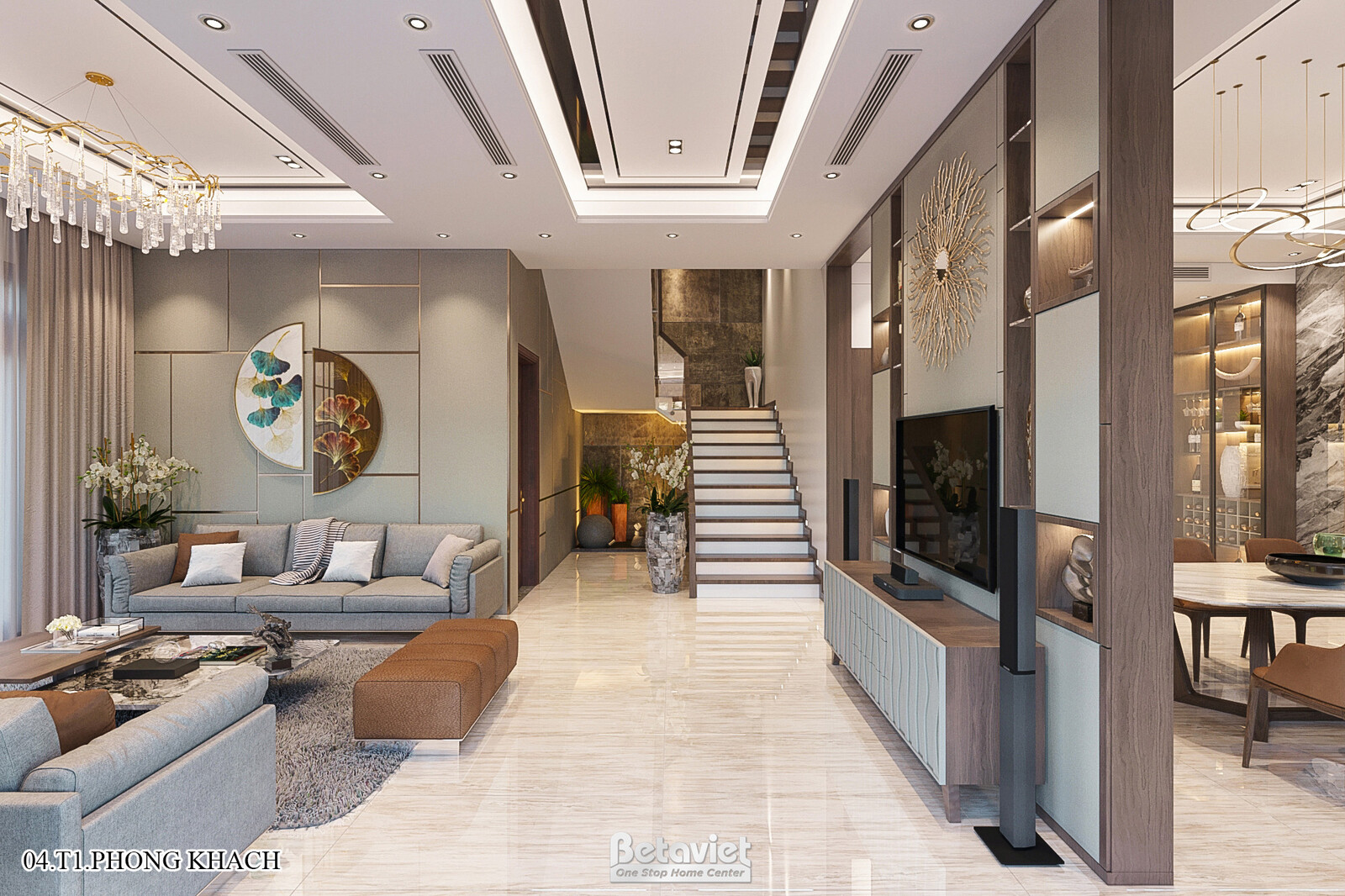 Nội thất phòng khách biệt thự hiện đại KT21144 – góc nhìn 5