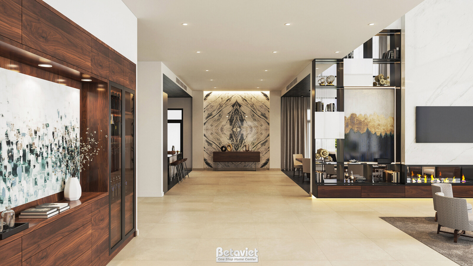 Nội thất phòng khách biệt thự hiện đại luxury KT20044 – góc nhìn 3
