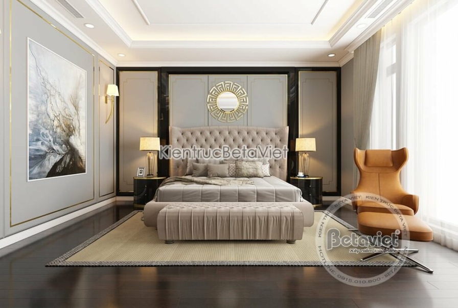 Nội thất phòng ngủ biệt thự Art Deco NT19320 – góc nhìn tổng thể