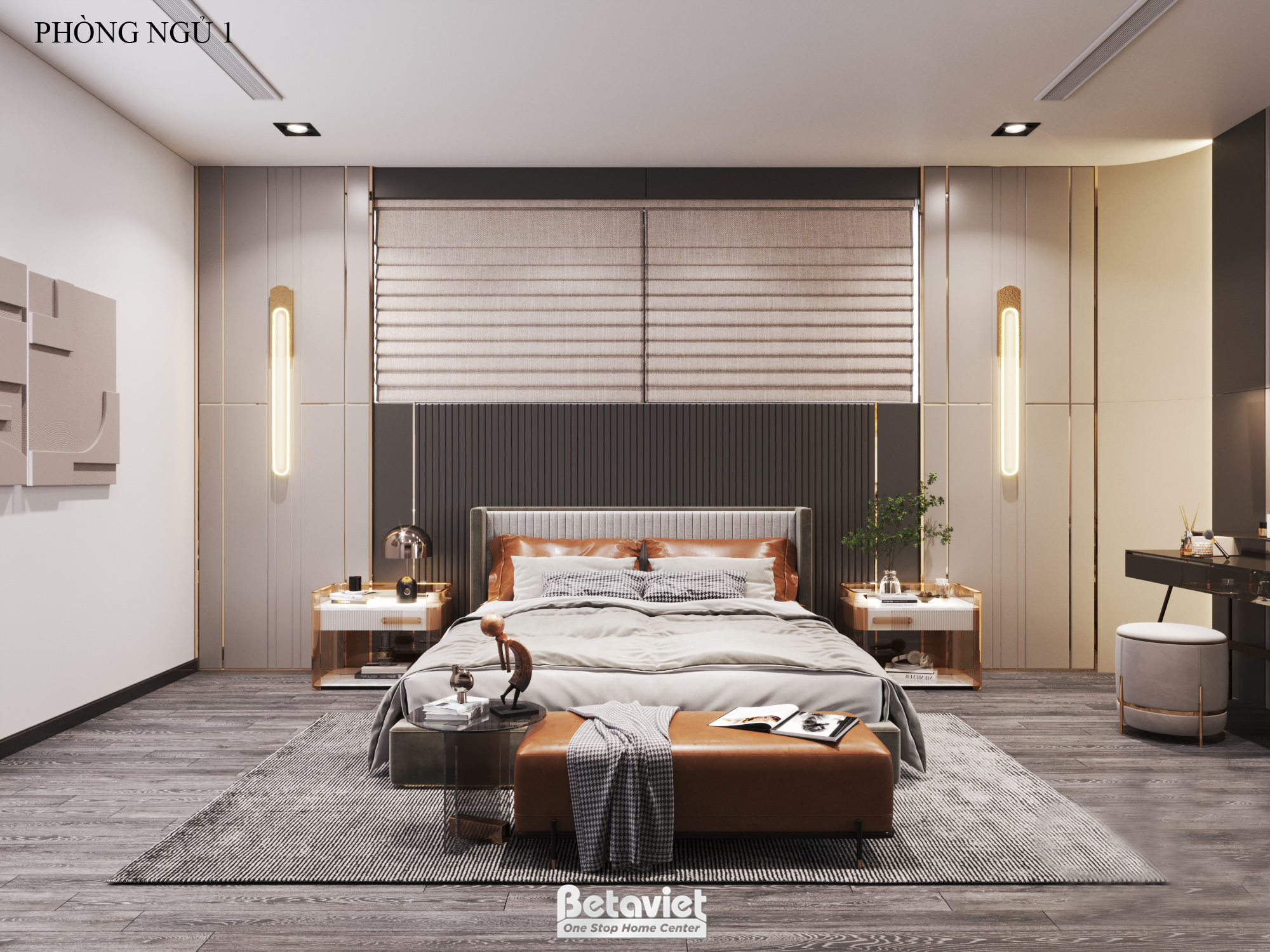 Thiết kế nội thất phòng ngủ biệt thự hiện đại NT20044