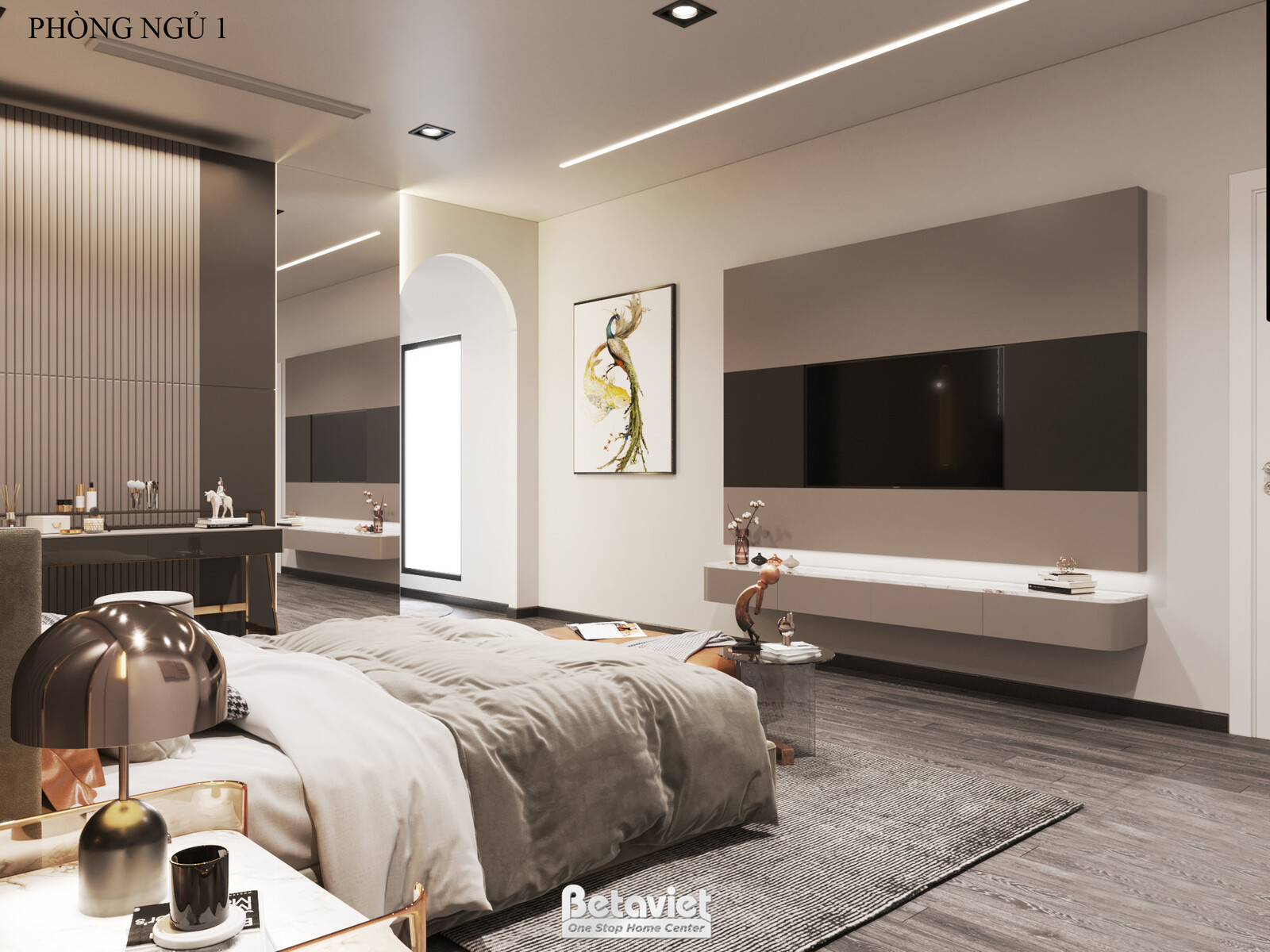 Nội thất phòng ngủ biệt thự hiện đại luxury KT20044 – góc nhìn 3
