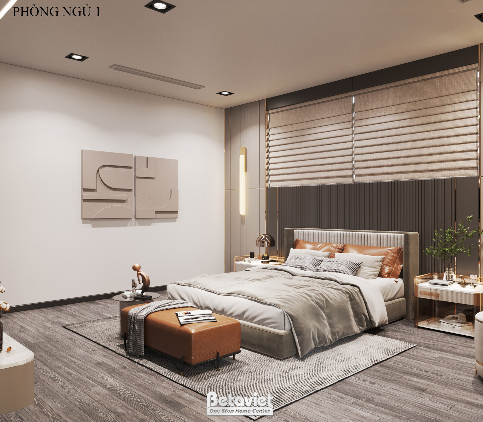 Nội thất phòng ngủ biệt thự hiện đại luxury KT20044 – góc nhìn 2