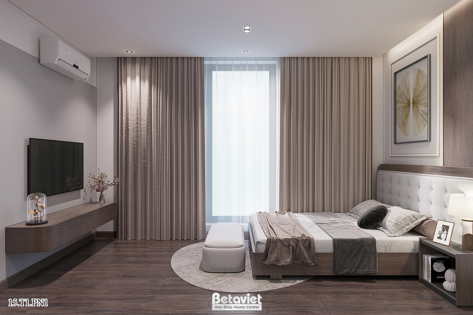Nội thất phòng ngủ biệt thự hiện đại KT21144 – góc nhìn 2