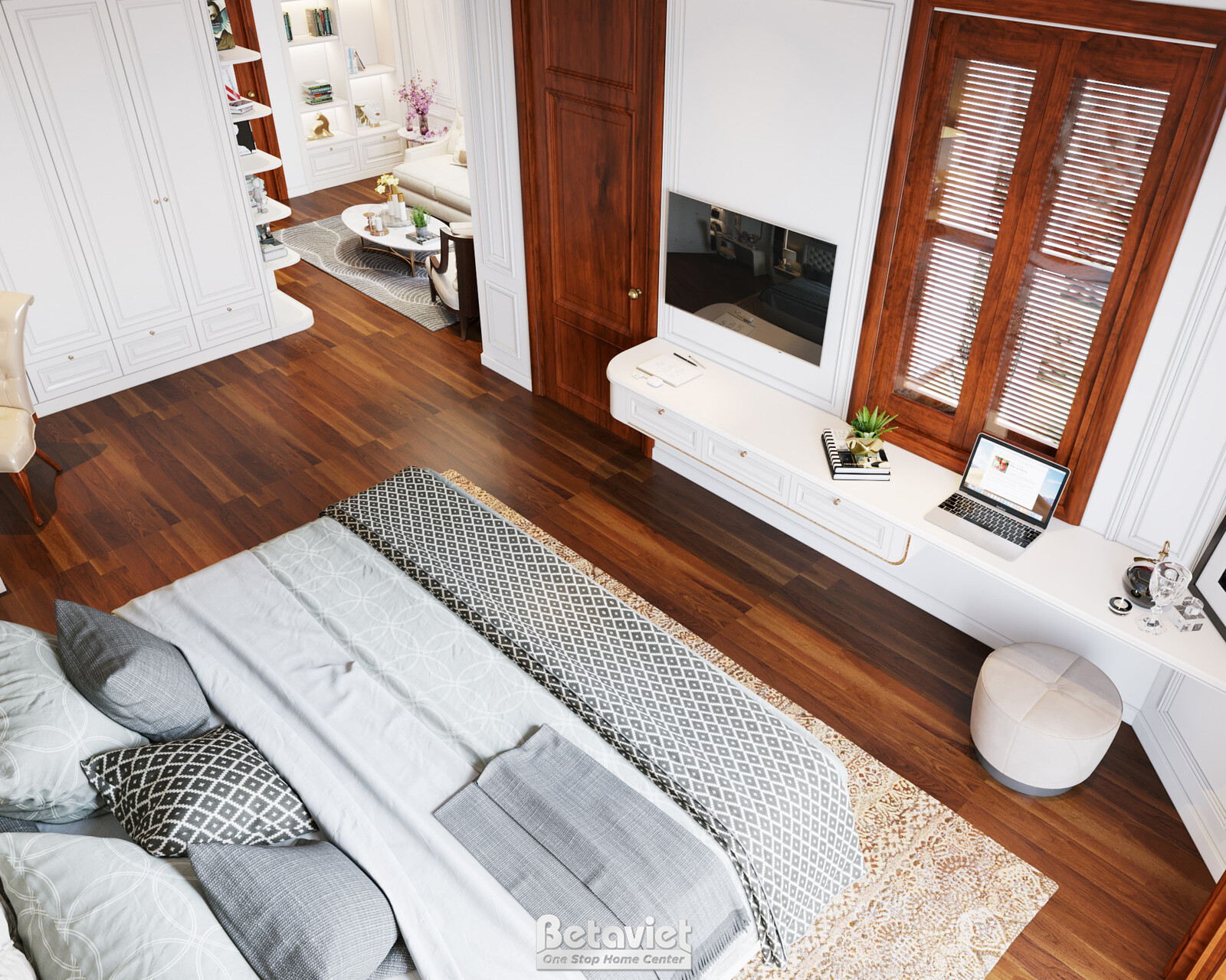 Nội thất phòng ngủ biệt thự hiện đại KT19100 – góc nhìn 9