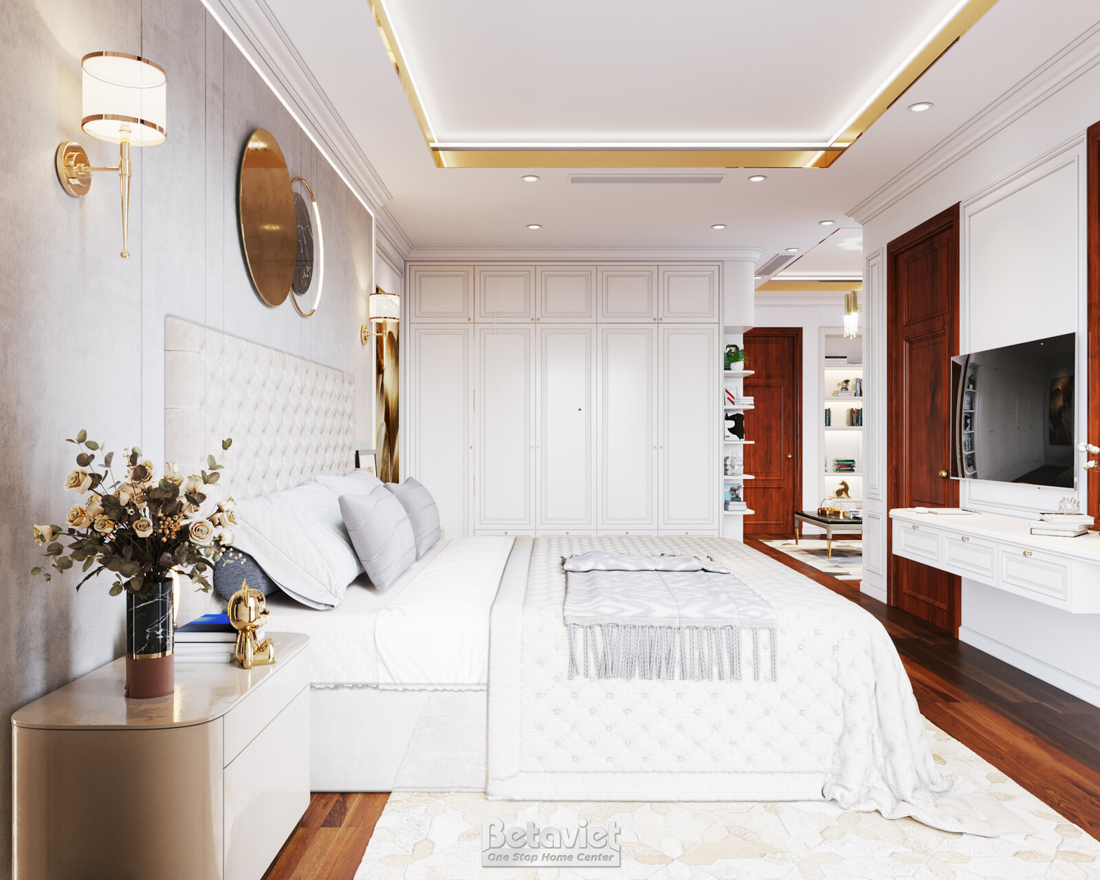 Nội thất phòng ngủ biệt thự hiện đại KT19100 – góc nhìn 6