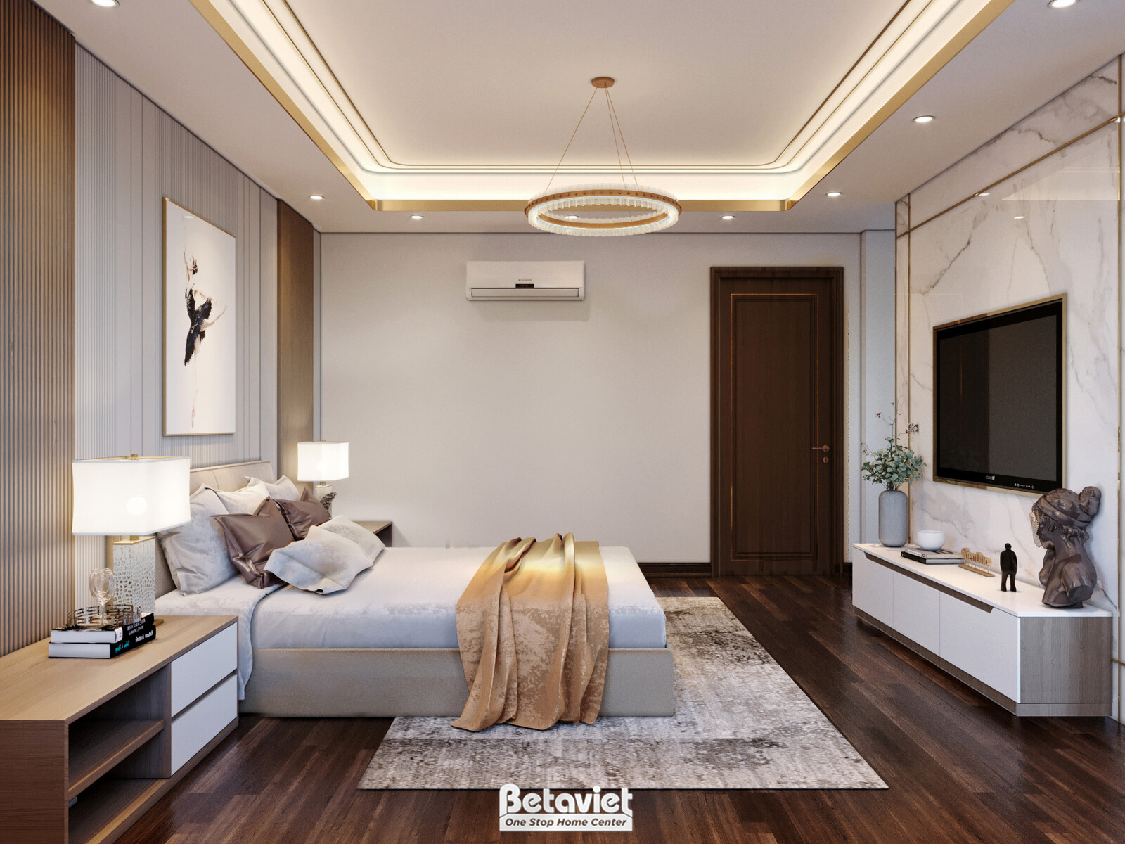 Nội thất phòng ngủ biệt thự hiện đại NT21127 – góc nhìn 3