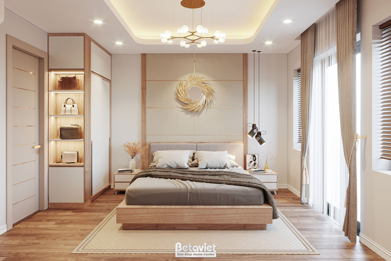 Nội thất phòng ngủ biệt thự hiện đại NT20243 – góc nhìn 2