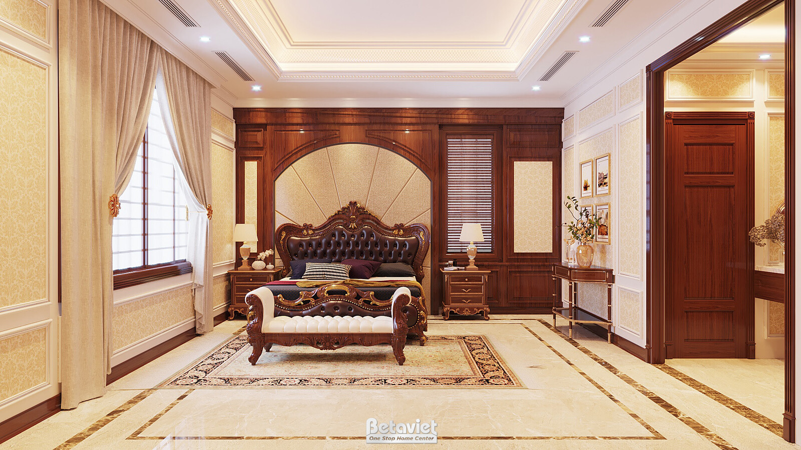Nội thất phòng ngủ biệt thự tân cổ điển NT21040 – góc nhìn 6