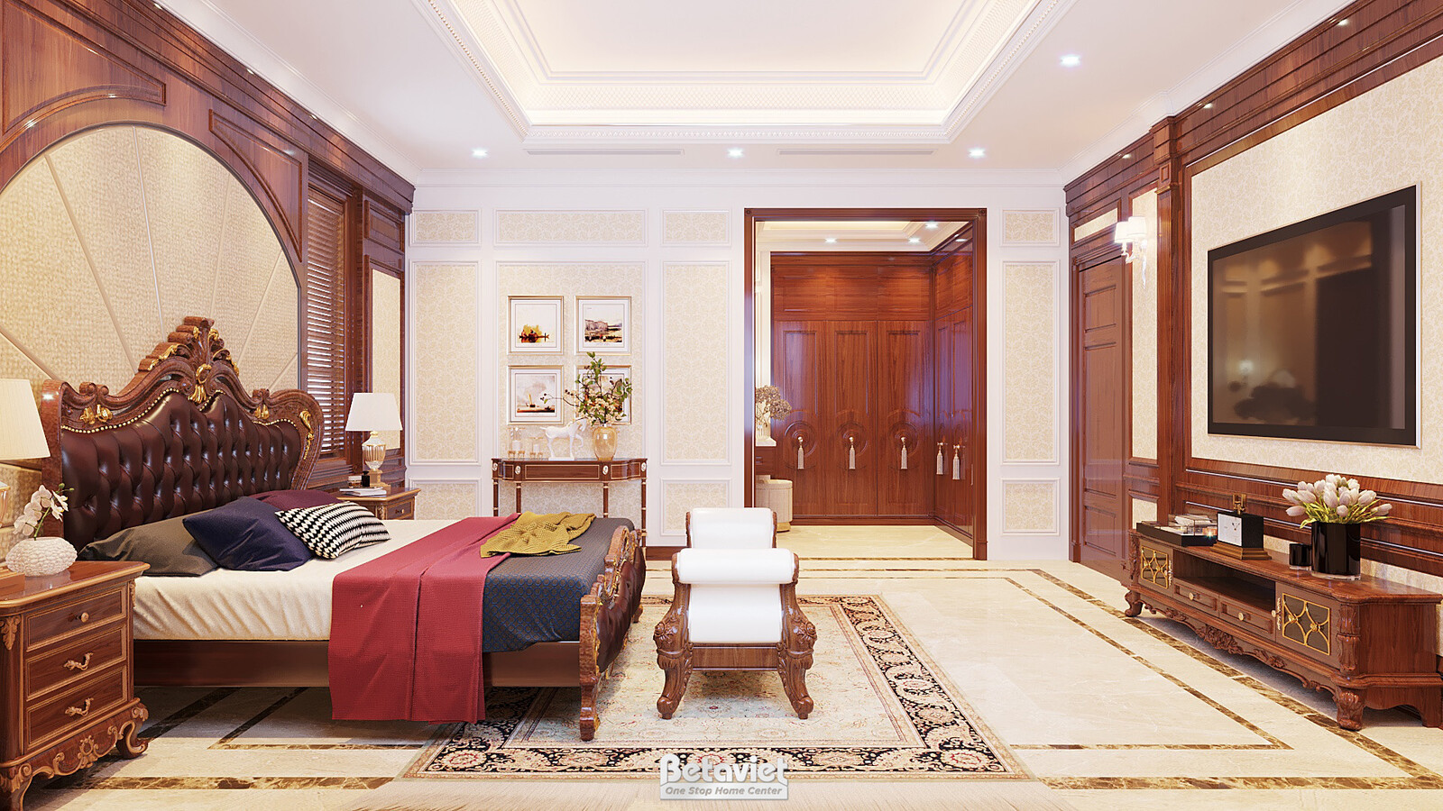 Nội thất phòng ngủ biệt thự tân cổ điển NT21040 – góc nhìn 8