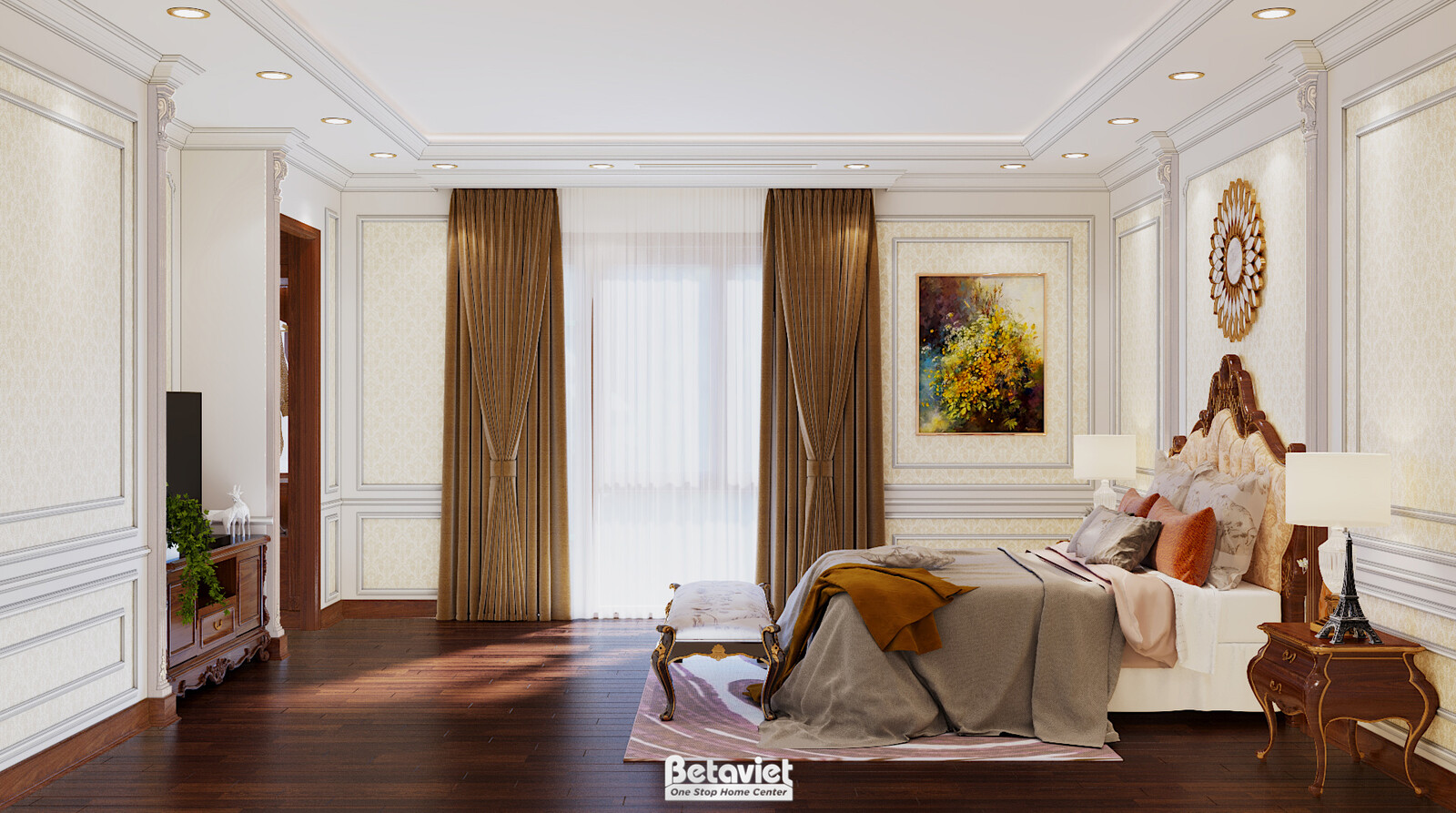 Nội thất phòng ngủ biệt thự tân cổ điển NT21040 – góc nhìn 9