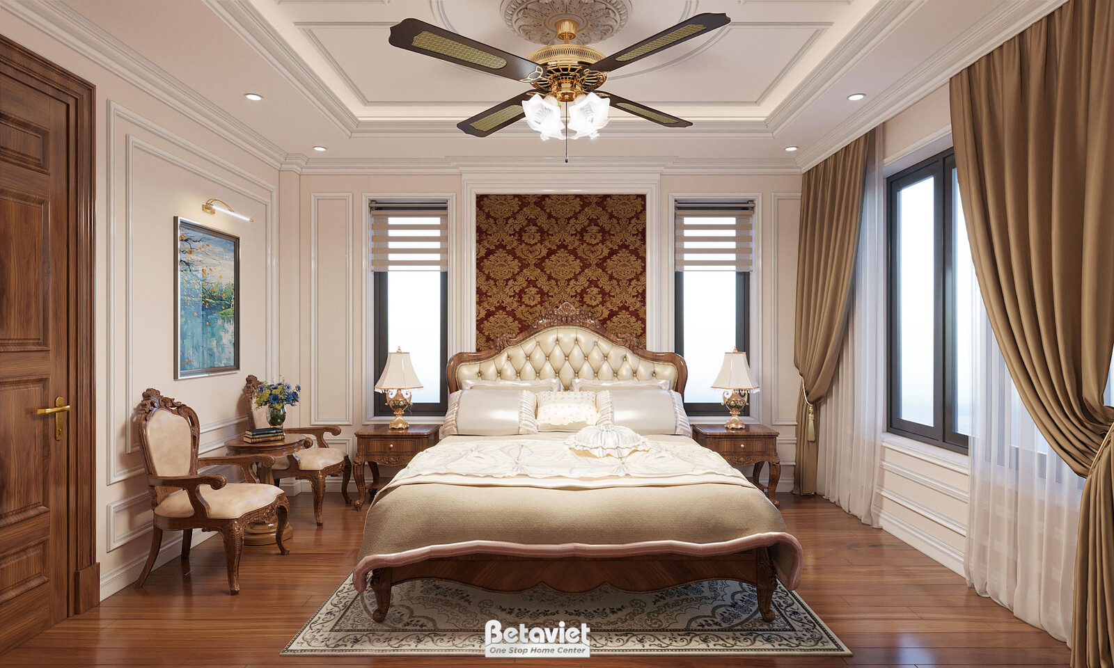 Nội thất phòng ngủ biệt thự tân cổ điển NT21078 – góc nhìn 13