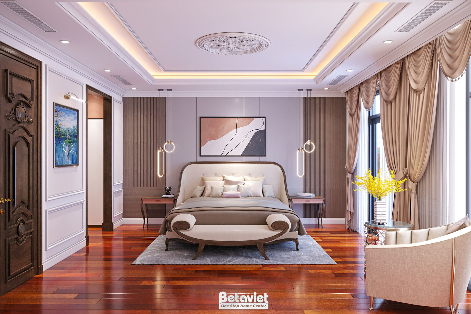 Nội thất phòng ngủ biệt thự tân cổ điển NT21196 – góc nhìn 8