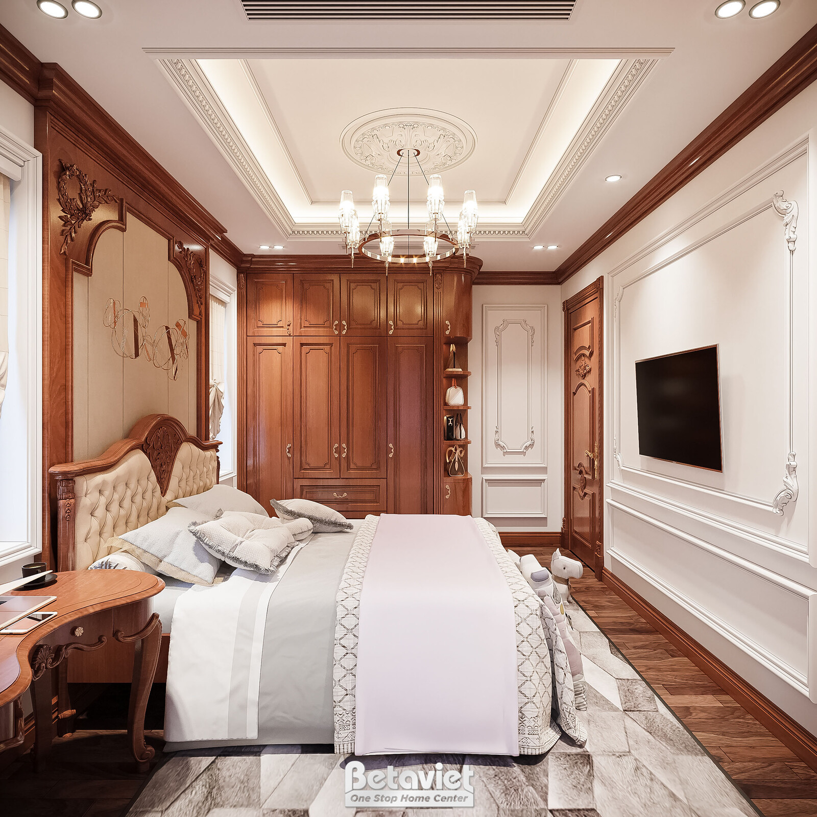 Nội thất phòng ngủ biệt thự tân cổ điển KT21100A – góc nhìn 13
