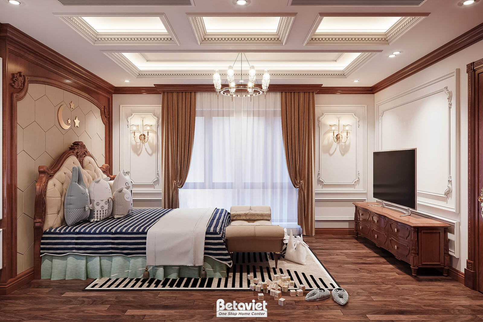 Nội thất phòng ngủ biệt thự tân cổ điển KT21100A – góc nhìn 16