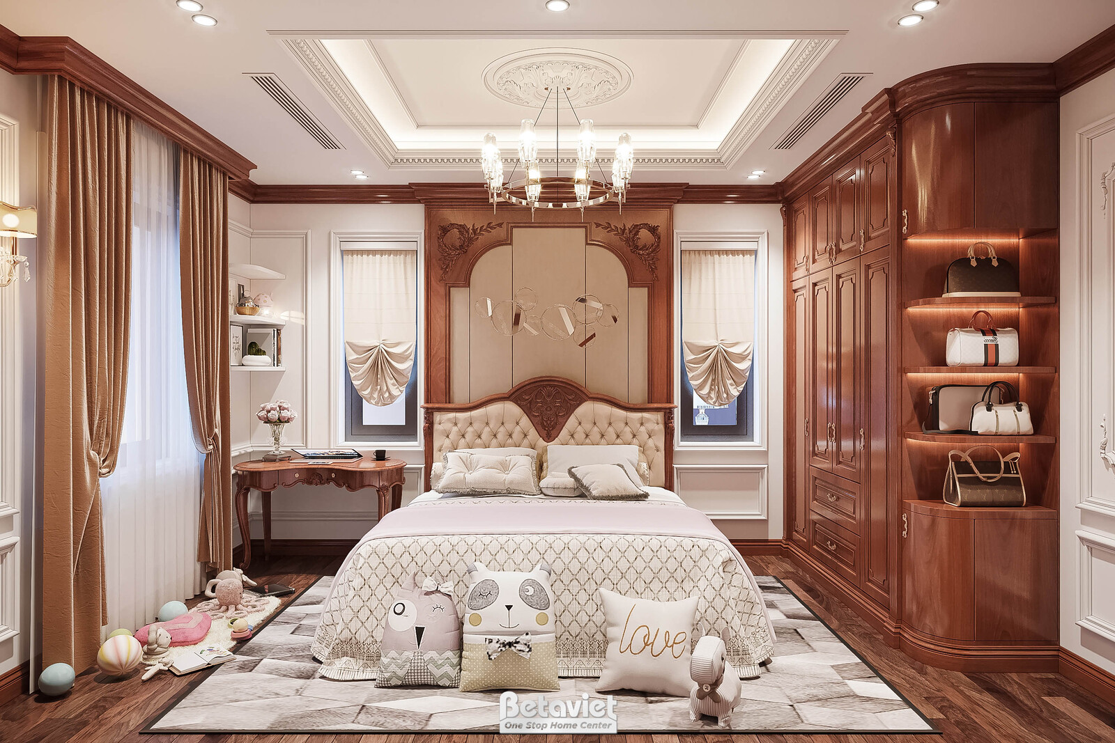 Nội thất phòng ngủ biệt thự tân cổ điển KT21100A – góc nhìn 11