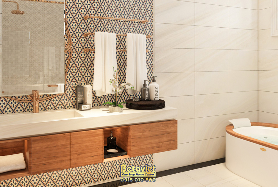Nội thất phòng tắm biệt thự truyền thống KT22042 – góc nhìn 2