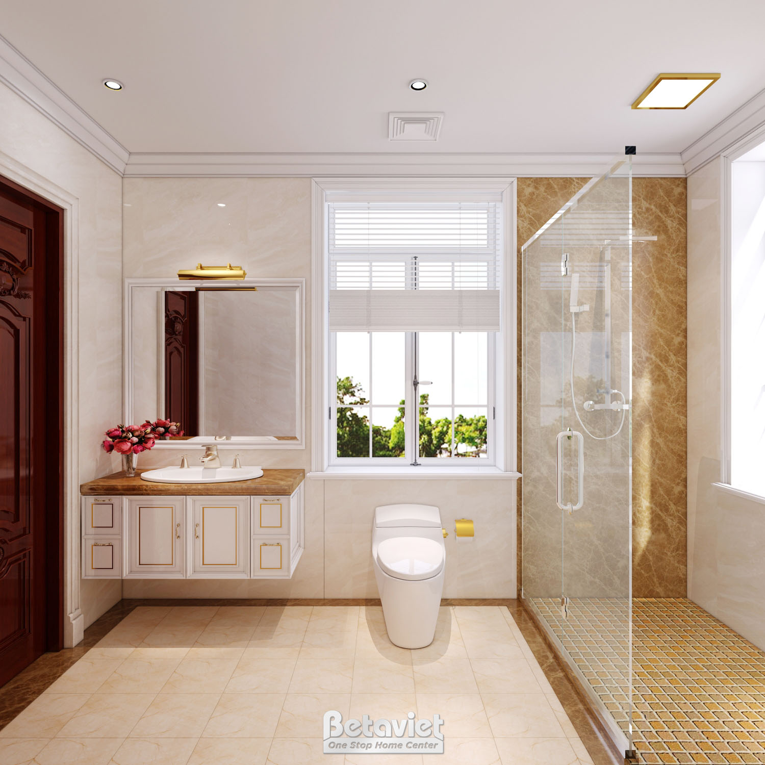 Thiết kế nội thất phòng tắm tân cổ điển biệt thự NT18041