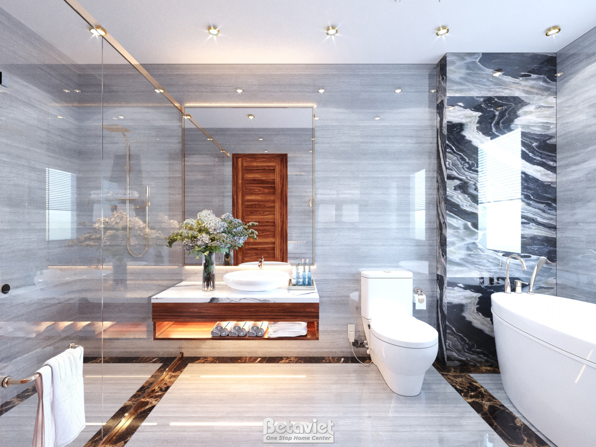 Thiết kế nội thất phòng tắm tân cổ điển biệt thự NT21116