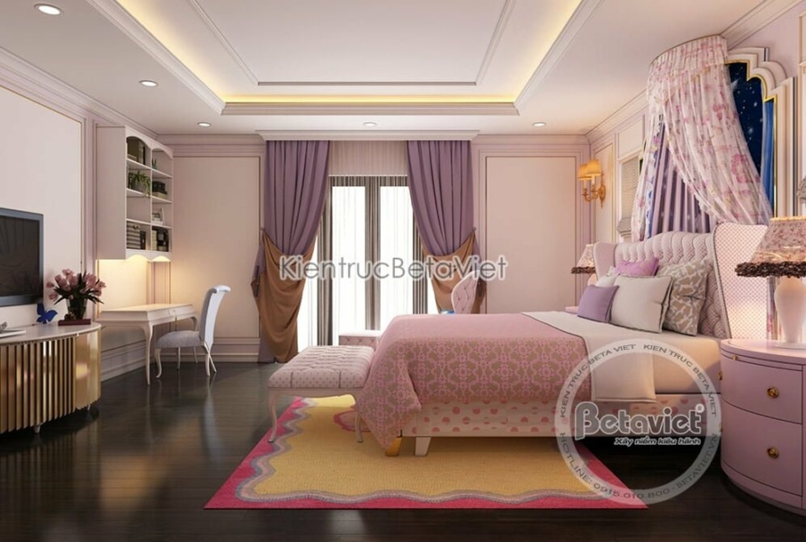 Nội thất phòng ngủ trẻ em biệt thự Art Deco NT19320 – góc nhìn 3