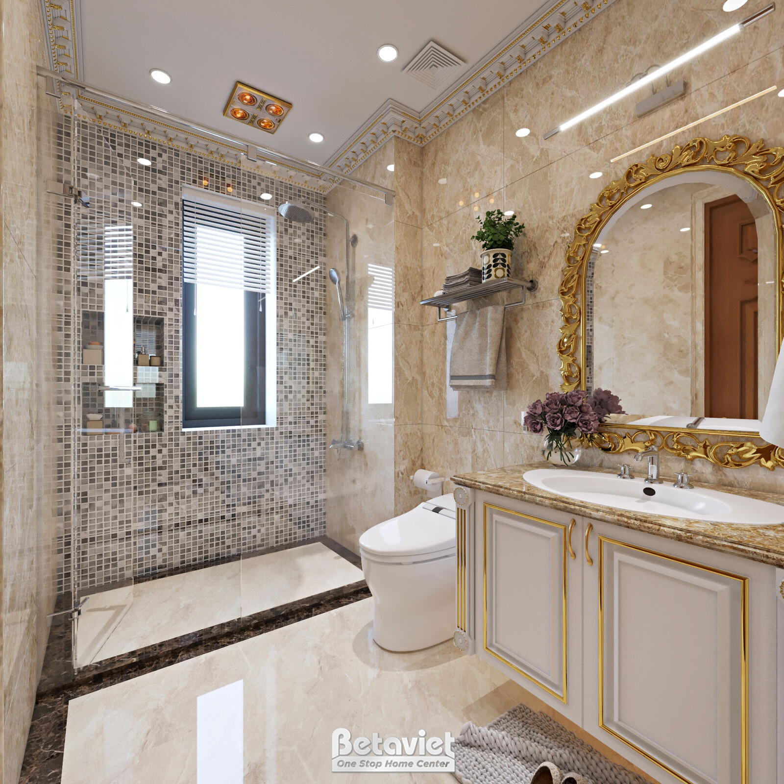 Nội thất phòng tắm biệt thự tân cổ điển KT21072 – góc nhìn 7